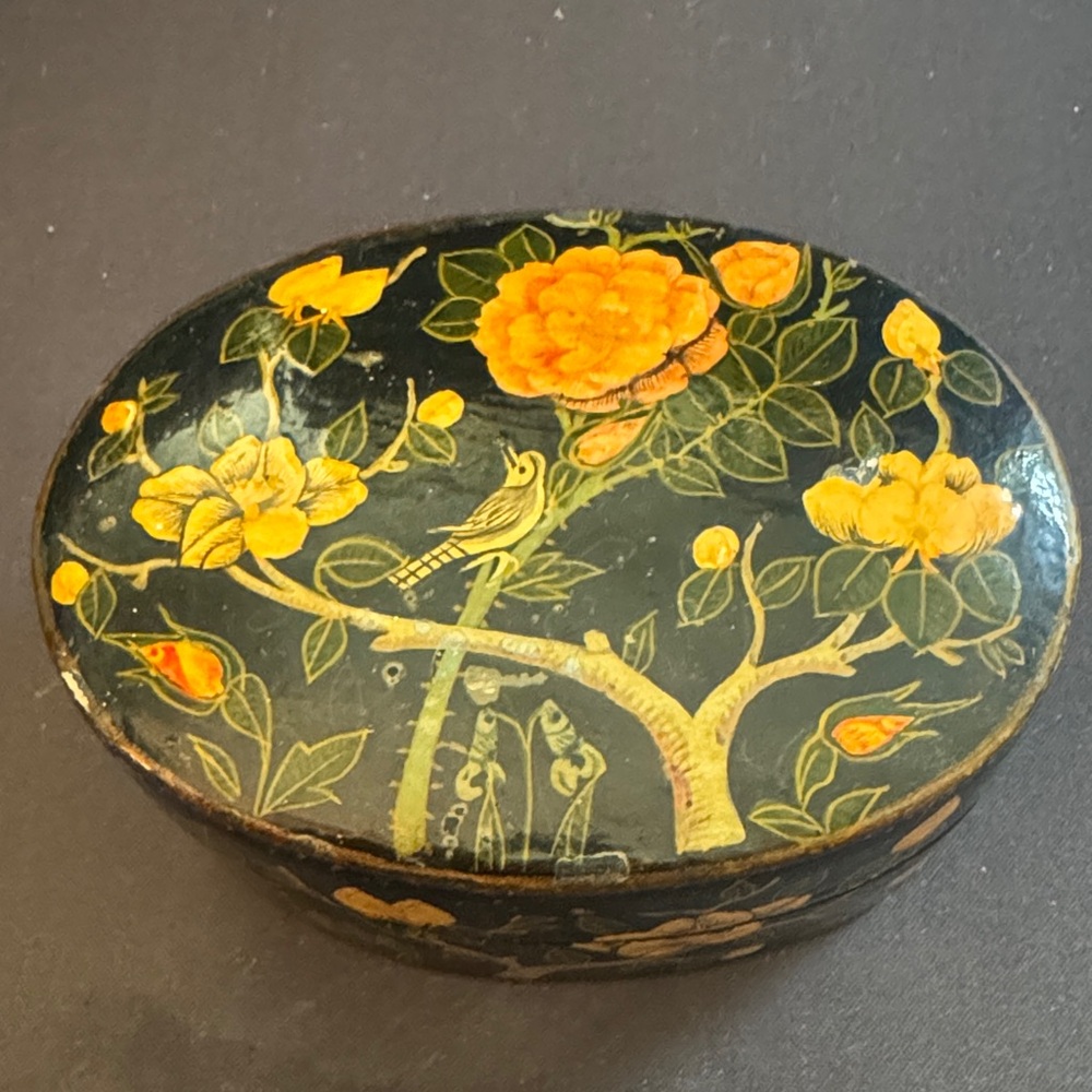 Hand painted Floral Oval Decorative Box from India